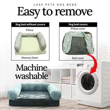 Luxe Pets Memory Foam Grey Orthopedic Small, Medium Dog Bed, 5” Thick, Faux Fur, Velvet, 100% Waterproof, YKK Zippers, Machine Washable, Full Slab Cotton Padded Cushion, Washable, Warranty