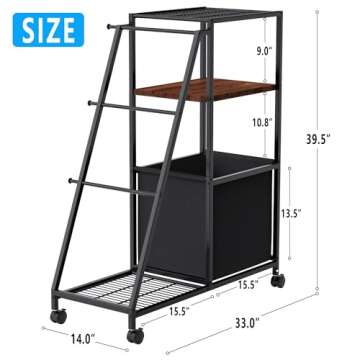 Junyuhomeline Standing Towel Rack,3 Tier Towel Rack Stand with 1 Storage Baskets & 3 Hooks,Towel Racks for Bathroom,Portable Rolling Blanket Ladder,Freestanding Towel Rack for Outdoor Pool, Bedroom