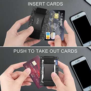 JNC Carbon Fiber Wallets for Men, Minimalist Aluminum Metal Wallet, RFID Money Clip Wallet for Men, Mens Wallet Carbon Fiber Card Holder (Forged carbon)