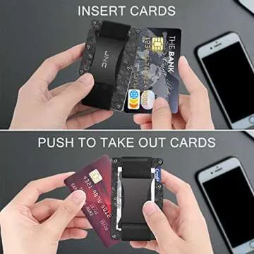 JNC Carbon Fiber Wallets for Men, Minimalist Aluminum Metal Wallet, RFID Money Clip Wallet for Men, Mens Wallet Carbon Fiber Card Holder (Forged carbon)