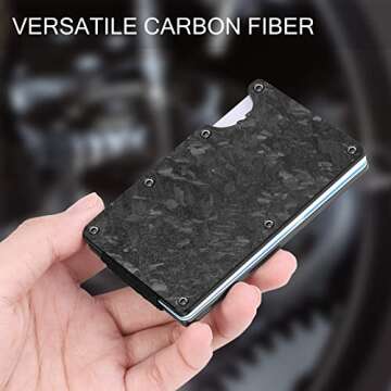JNC Carbon Fiber Wallets for Men, Minimalist Aluminum Metal Wallet, RFID Money Clip Wallet for Men, Mens Wallet Carbon Fiber Card Holder (Forged carbon)