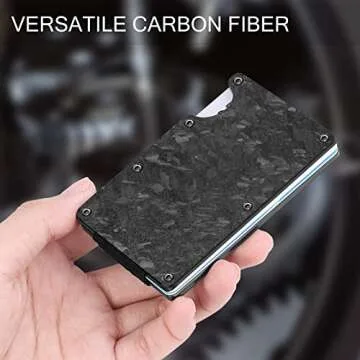 JNC Carbon Fiber Wallets for Men, Minimalist Aluminum Metal Wallet, RFID Money Clip Wallet for Men, Mens Wallet Carbon Fiber Card Holder (Forged carbon)