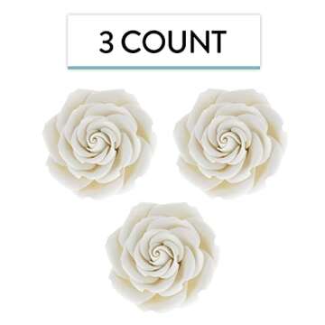 Global Sugar Art Rebecca Rose Sugar Cake Flowers - Elegant White Delights for Your Baking Needs