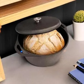 Greater Goods Cast Iron, 10-Inch Dutch Oven with Lid, 5 Quarts Capacity