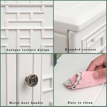 Mrosaa Indoor Outdoor Storage Cabinet Waterproof with Shelf, Off White Plastic Outdoor Cabinets for Patio/Garden/Backyard, Size 34.3''L*15''W*36.2''H