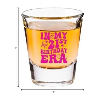 21st Birthday Shot Glass for Her - Scratch Resistant, Dishwasher Safe Funny Shot Glasses - Cute Shot Glass for 21st Birthday Present - Printed in the USA