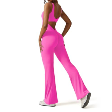 Flare Jumpsuit for Women Sexy Backless Romper Pants Scoop Neck Bodycon Full Length Casual Playsui