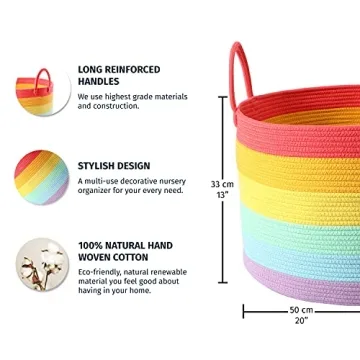 OrganiHaus Rainbow Large Storage Basket for Home and Kids