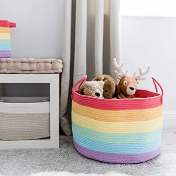 OrganiHaus Rainbow Large Storage Basket for Home and Kids