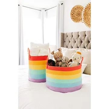 OrganiHaus Rainbow Large Storage Basket for Home and Kids