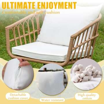 Boho Rattan Rocking Chair Set for Outdoor Living