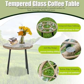 Boho Rattan Rocking Chair Set for Outdoor Living