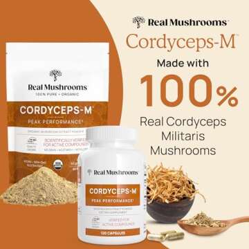Real Mushrooms Cordyceps Capsules - Performance Mushroom Extract Supplement with Organic Militaris f...