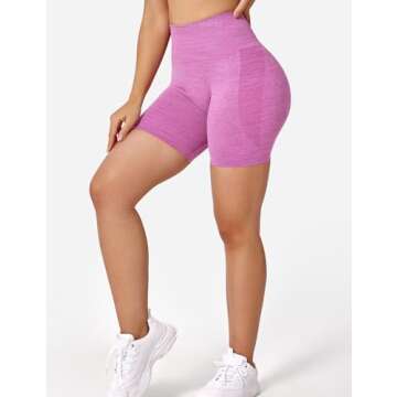 YEOREO Women Seamless High Waist Shorts Smile Contour Biker Shorts Gym Yoga Workout Bright Pink S