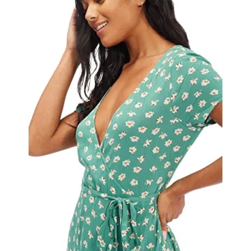 Billabong womens Wrap Front Midi Length Casual Dress, Island Green, Large US