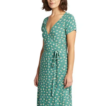 Billabong womens Wrap Front Midi Length Casual Dress, Island Green, Large US
