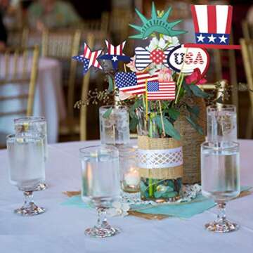 Patriotic Party Decorations Patriotic Photo Booth Props, American Flag,Uncle Sam Hat,Patriotic Cutouts for American Pride,Memorial Day,Veterans Day,Fourth 4th of July Decorations Supplies 30 Pcs