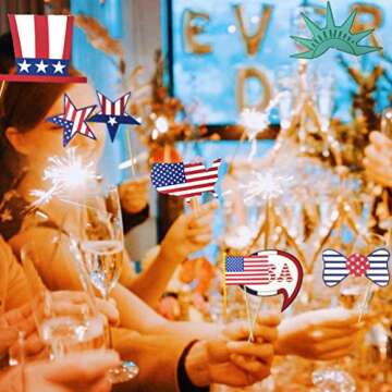 Patriotic Party Decorations Patriotic Photo Booth Props, American Flag,Uncle Sam Hat,Patriotic Cutouts for American Pride,Memorial Day,Veterans Day,Fourth 4th of July Decorations Supplies 30 Pcs