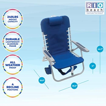 Rio Brands 4-Position Backpack Beach Chair Features Comfort