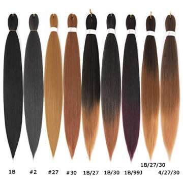 Braiding Hair Pre stretched 16inch 8packs Pre stretched Braiding Hair Crochet Braids Hair Yaki Braiding Hair Extension (#T27, 16inch,8pcs)