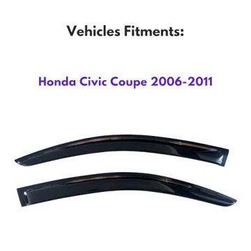 KPY Window Visor for Honda Civic Coupe 2006-2011, Rain Guard Deflectors