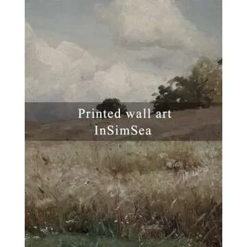 InSimSea Framed Canvas Wall Art Vintage Decor, Farmhouse Scenery Vast Field Grassland Paintings, Large Prints, Nature Landscape Wall Decoration for Living Room Bedroom Bathroom Home Decor, 16"x24"