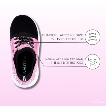 Nautica Kids Girls Metallic Fashion Sneaker Lace-Up Athletic Running Shoe I kappil I (Big Kid - Little Kid - Toddler)