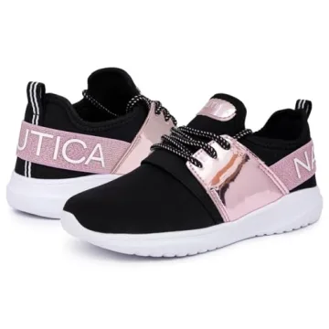 Nautica Kids Girls Metallic Fashion Sneaker Lace-Up Athletic Running Shoe I kappil I (Big Kid - Little Kid - Toddler)