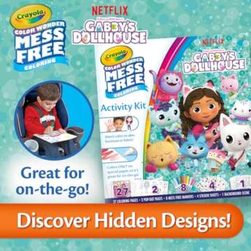 Crayola Color Wonder Gabby's Dollhouse Activity Kit, Mess Free Coloring Set for Toddlers, Kids Toys, Gifts for Girls & Boys, 3+