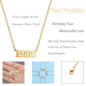 18K Gold Plated 1994 Birth Year Necklace for Women