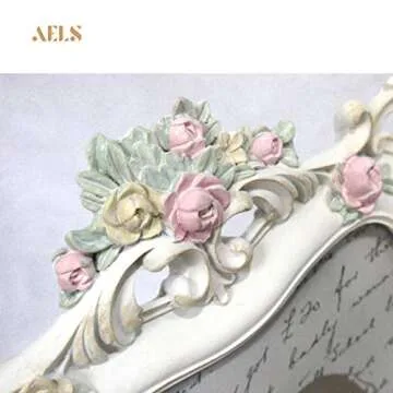 AELS 5x7 Inch Vintage Picture Frame, Elegant Antique Photo Frames with Glass Front, Photo Display, Tabletop Wall Hanging, Gift Ideas, White Rose with Vines