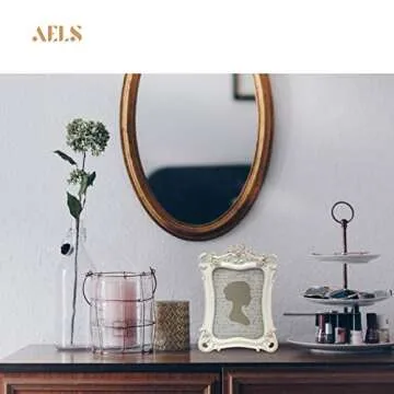 AELS 5x7 Inch Vintage Picture Frame, Elegant Antique Photo Frames with Glass Front, Photo Display, Tabletop Wall Hanging, Gift Ideas, White Rose with Vines