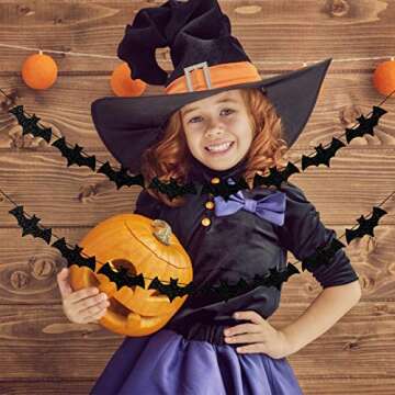 Black Bat Garland Halloween Bats Garland Banner, Bat Halloween Banner Bat Halloween Decorations for ...