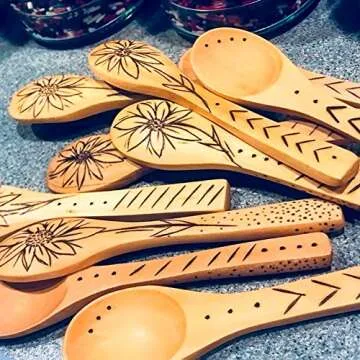 HANSGO Small Wooden Spoons, 12PCS 5 inches Mini Wooden Salt Spoons Tasting Spoon Wooden Soup Spoon Serving Spoon for Coffee Tea Jam Bath Salts