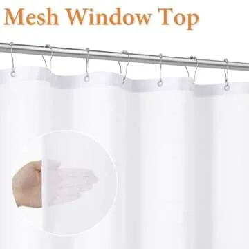 Naturoom White Waffle Shower Curtain Set with Snap-in Liner, 240GSM Modern Waffle Weave Heavyweight Fabric Shower Curtain and Liner for Luxury Neutral Hotel & Spa Bathroom Decor, 72x90