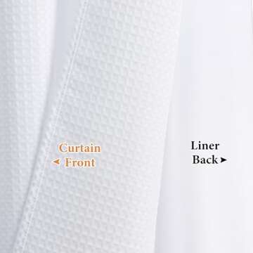 Naturoom White Waffle Shower Curtain Set with Snap-in Liner, 240GSM Modern Waffle Weave Heavyweight Fabric Shower Curtain and Liner for Luxury Neutral Hotel & Spa Bathroom Decor, 72x90