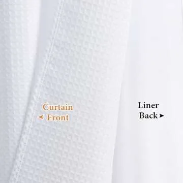 Naturoom White Waffle Shower Curtain Set with Snap-in Liner, 240GSM Modern Waffle Weave Heavyweight Fabric Shower Curtain and Liner for Luxury Neutral Hotel & Spa Bathroom Decor, 72x90