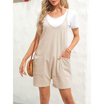 Tongmingyun Summer Casual Spaghetti Strap Romper with Pockets