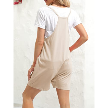 Tongmingyun Summer Casual Spaghetti Strap Romper with Pockets
