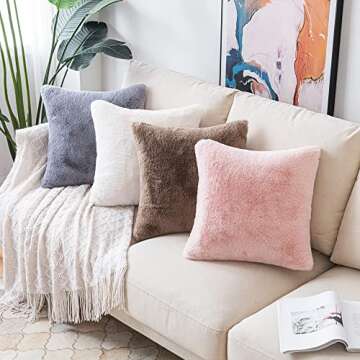 ATTIBUT Faux Fur Decorative Throw Pillow Covers