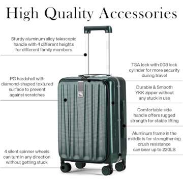 Hanke 20 Inch Carry On Luggage - Durable & Stylish Suitcase