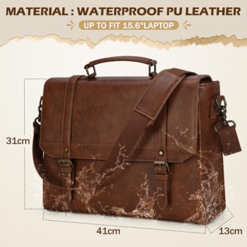 Leather Laptop Messenger Bag for Men 15.6"