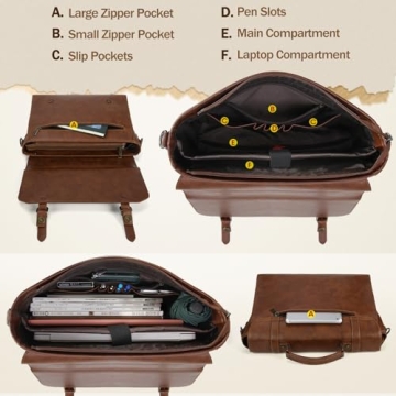 Leather Laptop Messenger Bag for Men 15.6"