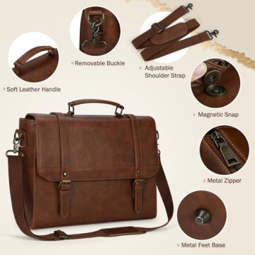 Leather Laptop Messenger Bag for Men 15.6"