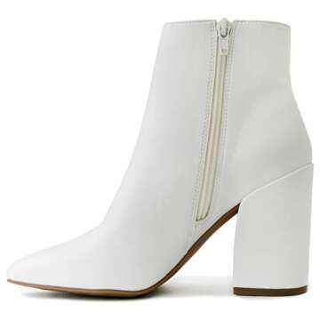 Sugar Women's Winter Chelsea Booties - Chunky High Heel, Pointed Toe, Fashion Ankle Boots-Evvie-White Size-9