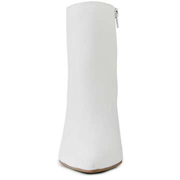 Sugar Women's Winter Chelsea Booties - Chunky High Heel, Pointed Toe, Fashion Ankle Boots-Evvie-White Size-9