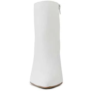 Sugar Women's Winter Chelsea Booties - Chunky High Heel, Pointed Toe, Fashion Ankle Boots-Evvie-White Size-9