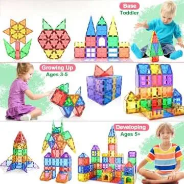 IGIVI Magnetic Tiles Kids Toys for 3+ Year Old Boys & Girls, STEM Building Blocks Toys & Games, Sensory Toys for Toddlers, 3 4 5 6 7 8 Year Old Boy Birthday Gift