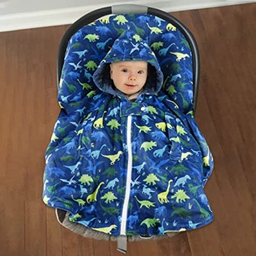 TANOFAR Toddler Car Seat Poncho Cozy Dino Hooded Blanket