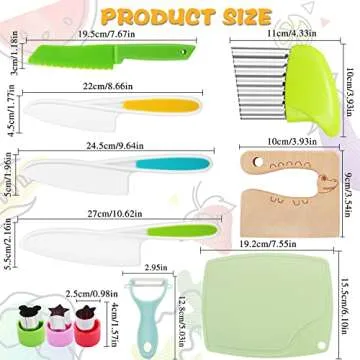 MIKIMIQI 11 PCS Kids Kitchen Knife Set, Wooden Kids Knife Safe Knives for Real Cooking Serrated Edge...